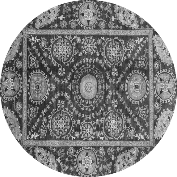 Ahgly Company Indoor Round Oriental Gray Traditional Area Rugs, 4' Round