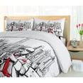 thumbnail image 5 of Ambesonne Retro Duvet Cover Sets, Beats in New York Night, 2-King, Red Black Ecru, 5 of 7