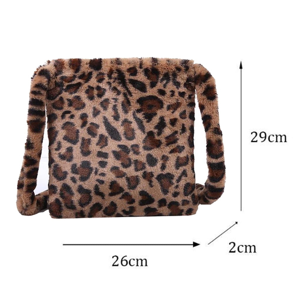 Pwtool Plush Handbag Aesthetic Women Leopard Print Shoulder Bag Fluffy  Clutch Faux Fur Handbag Tote Bag for Ladies Women Girls Winter Autumn  steadfast