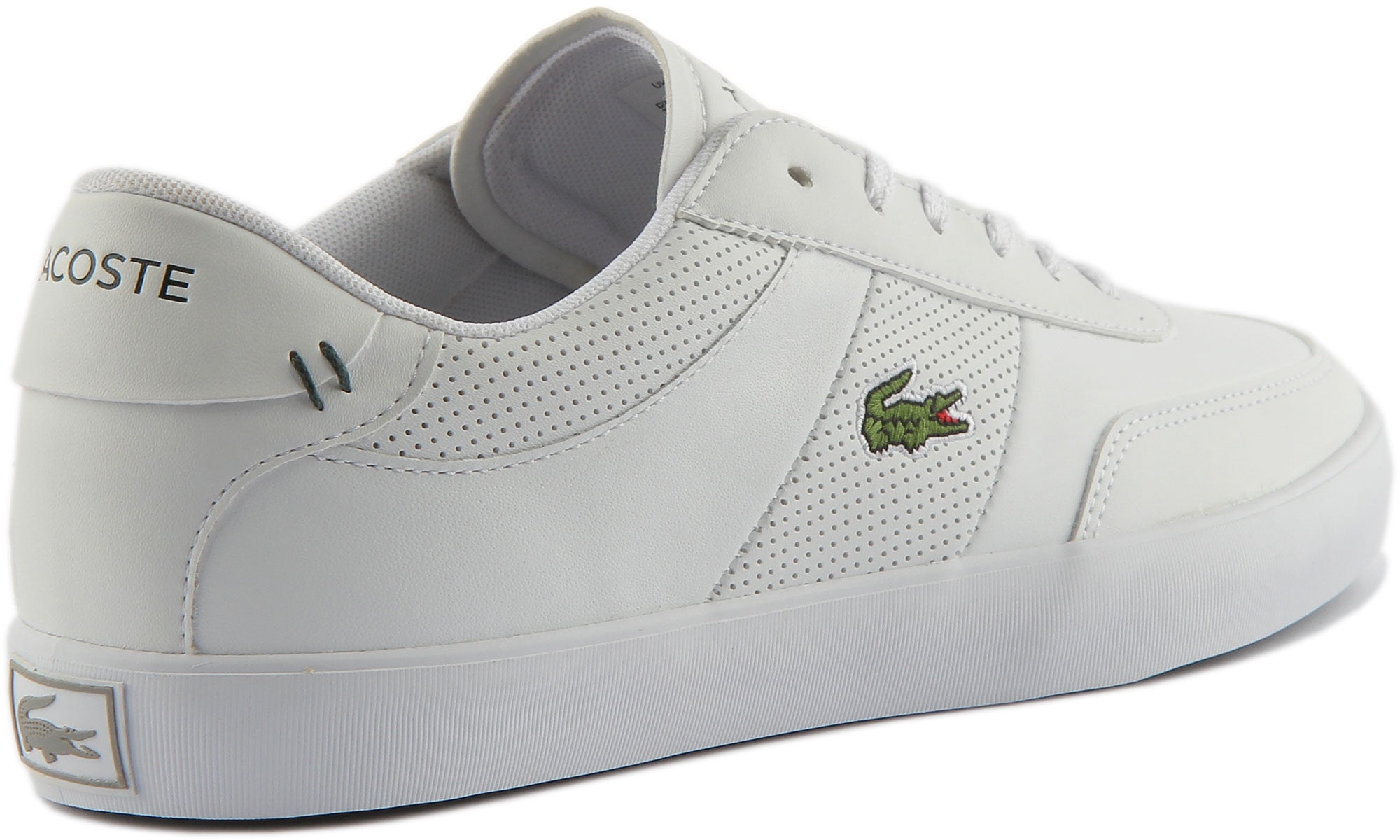 Lacoste Court Master Men's Low Lace Up Leather Court Trainers In White Size 12 -
