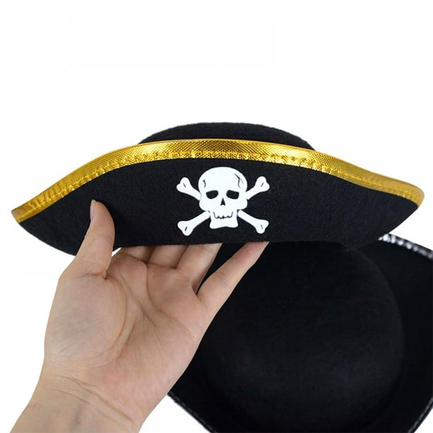Halloween Hat Skull Print Hat Tri Corner Pirate Captain Hat Halloween ...