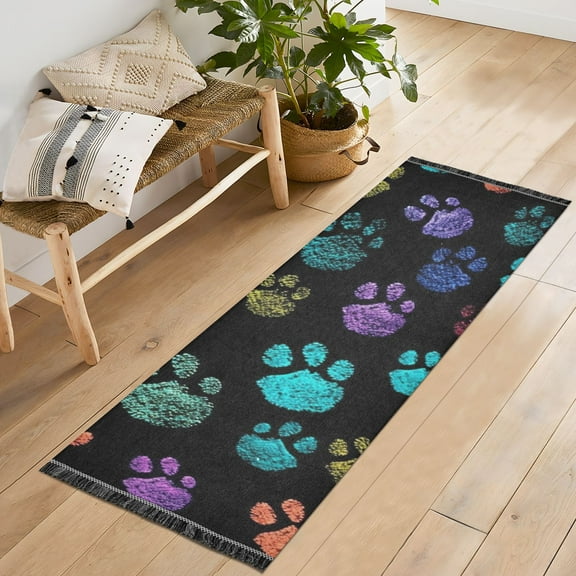 Dog Paws Or Claws Runner Rug Machine Washable Area Rugs Carpet Non Slip Entryway Mat for Bedroom Entryway Front Door