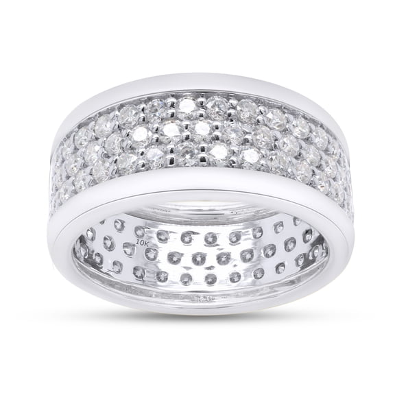 AFFY 1.75CT Moissanite Diamond 3-Row Eternity Stackable Wedding Band Ring for Women 10K White Gold-4