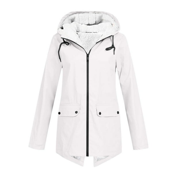 Chaquetas y abrigos casuales sin capucha de manga larga para mujer, chaqueta impermeable lisa, chaquetas para exteriores, impermeable con capucha, abrigo cortavientos para mujer