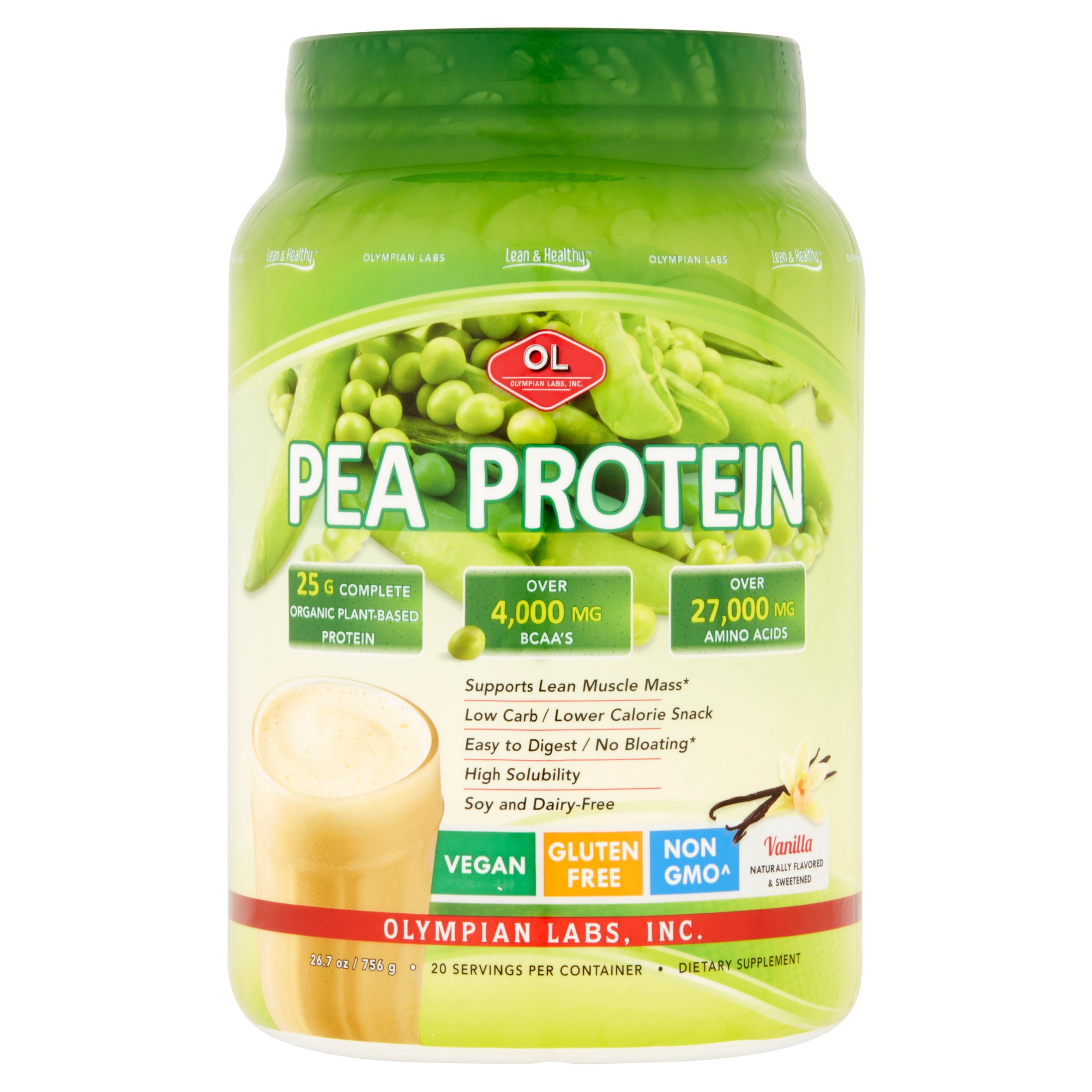 Olympian Labs Pea Protein Powder, Vanilla, 25g Protein, 1.7lb, 26.7oz