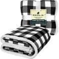 thumbnail image 4 of Buffalo Check Sherpa Blanket Throw Twin | Fuzzy White Black Checkered Flannel Fleece Blanket for Couch Bed | Fluffy Warm Cabin Plaid Plush Microfiber Blanket | 60x80, 4 of 6