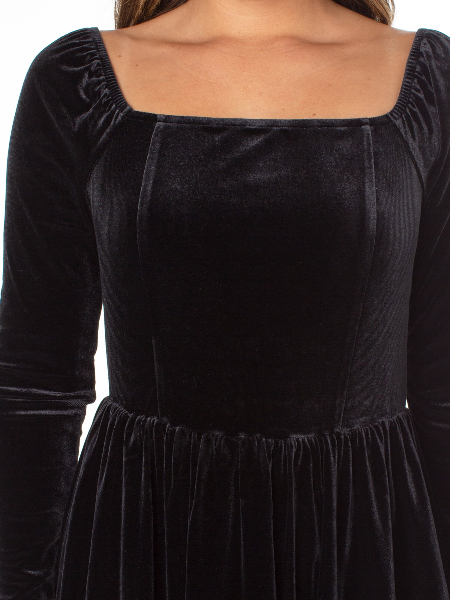 Celebrity Pink Women's Long Sleeve Velvet Bubble Hem Mini Dress, Sizes XS-XXXL