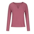 thumbnail image 3 of Annhoo Women's V Neck Knit Tops Long Sleeve Fall Loose Pullover Shirts Basic Solid Color Sweater Blouses, 3 of 5