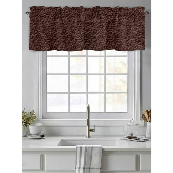 Vintage Brown Cowboy Texture Art Valances for Windows,Kitchen Valance Rod Pocket Short Curtain,Leather Abstract Style Valance Curtain Window Valances for Bedroom Living Room 54"x18"