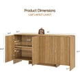 thumbnail image 2 of ONBRILL 60" Sideboard Buffet Cabinet with Storage, Curved Design Farmhouse Coffee Bar Cabinet with 4 Doors & Adjustable Shelves for Living Room, Kitchen, Hallway, Oak, 2 of 14