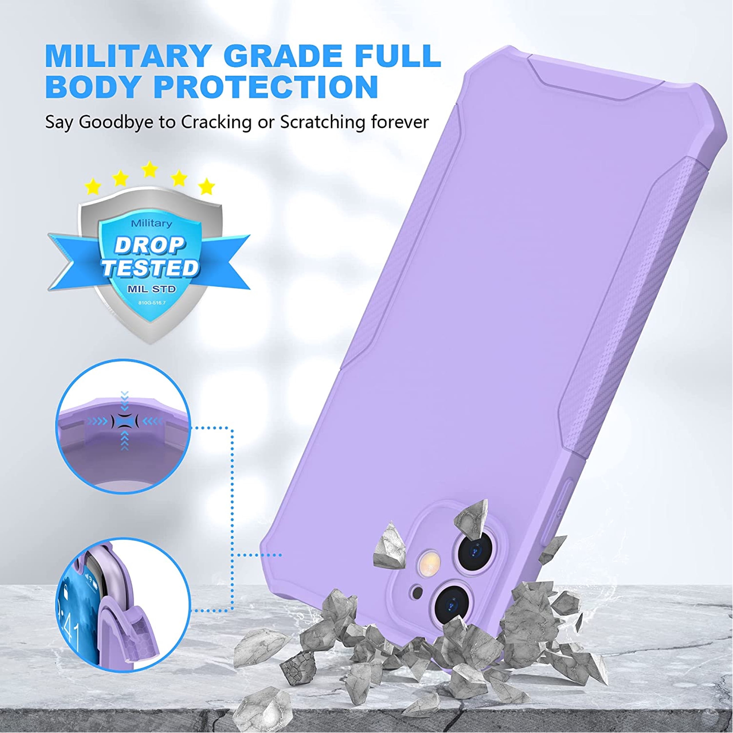 For TCL K24 /TCL K23 /TCL 50 LE Full-Body Dual Layer Hybrid Case Slim, Drop-Proof TPU Hard PC, Durable Corner Front Bumper Protector Phone Case Cover by Xpression, Purple
