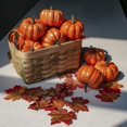 thumbnail image 2 of Artificial Pumpkins for ration, 12PCS Fake Pumpkins with 30PCS Lifelike Maple Leaves Faux Pumpkins Artificial Vegetables for Fall Garland Halloween Thanksgiving rations, 2 of 8