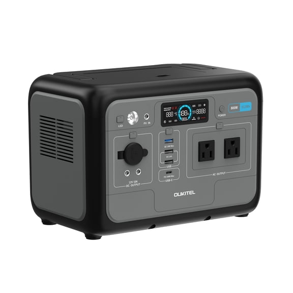 OUKITEL P800 Portable Power Station, 512Wh LiFePO4, 800W Pure Sine Wave,2x800W AC Outlets Lightweight & Quiet Solar Generator for Camping, Home Emergency, RV & Outdoor Travel