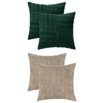 Unique Bargains 4 Pcs Corduroy Pillow Covers 18" x 18" Brown/Dark Green