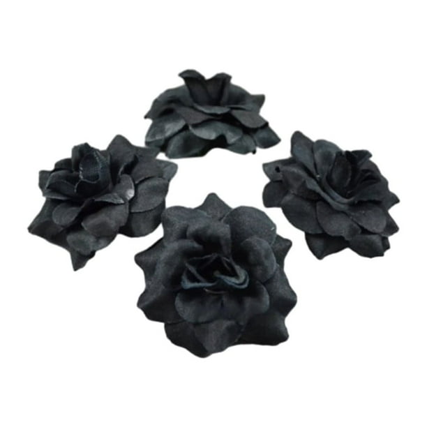 Injueey 50 paquetes/lote de tela de bajo mantenimiento con apariencia realista para álbumes y ceremonias de ropa de amplia aplicación Flores artificiales Negro 4.5 cm