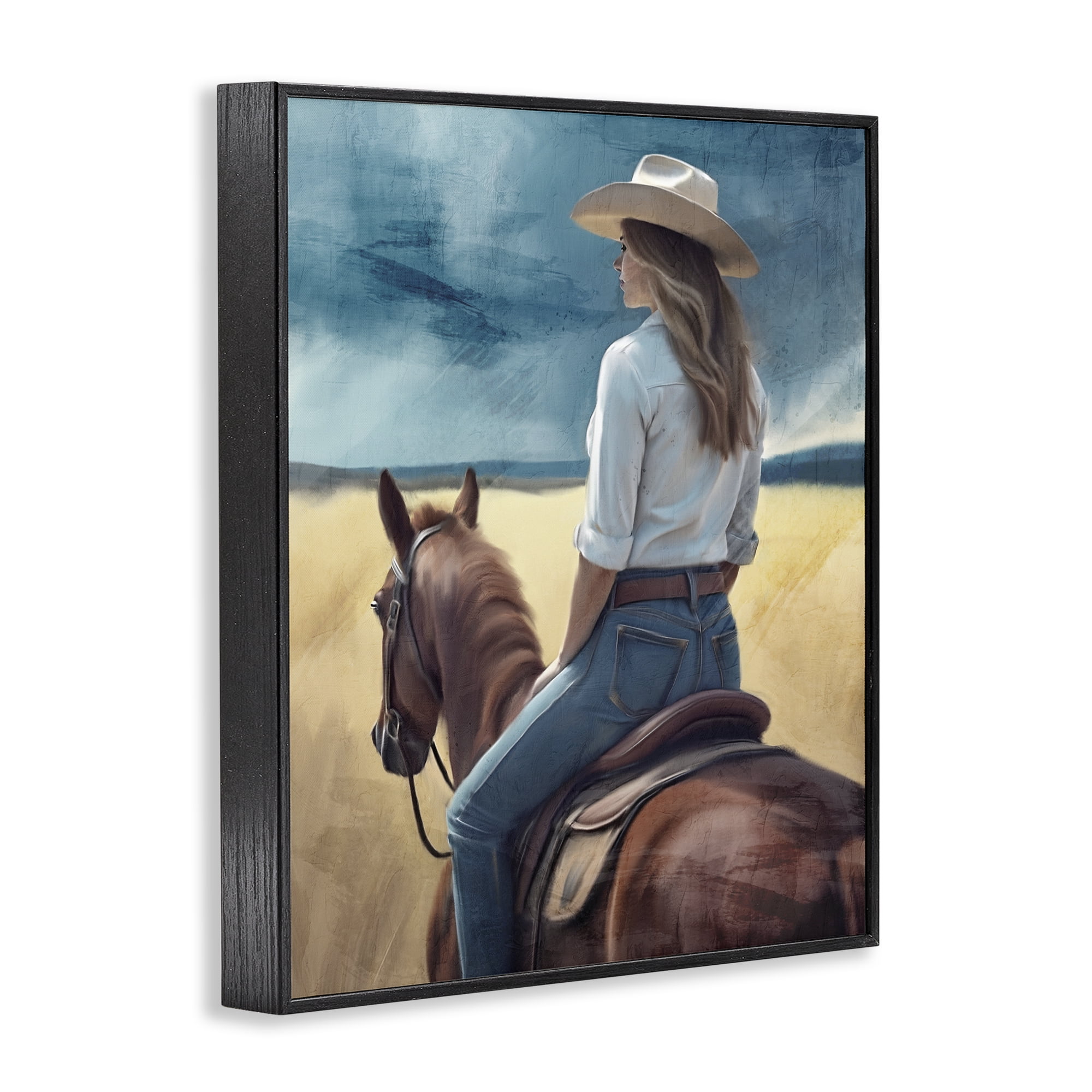 Countryside Cowgirl View Black Framed Giclee Art, design by Kim Allen