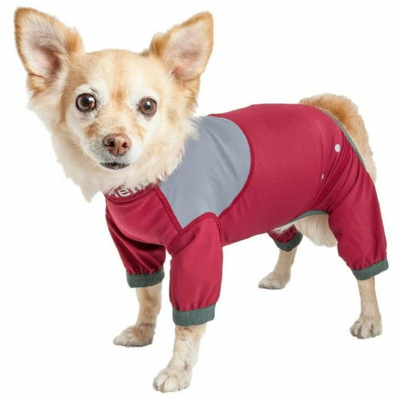 Dog Helios YGHL9RDXS Tail Runner 4-Way-Stretch Breathable Full Bodied Performance Dog Track Suit - Red & Grey, Extra Small