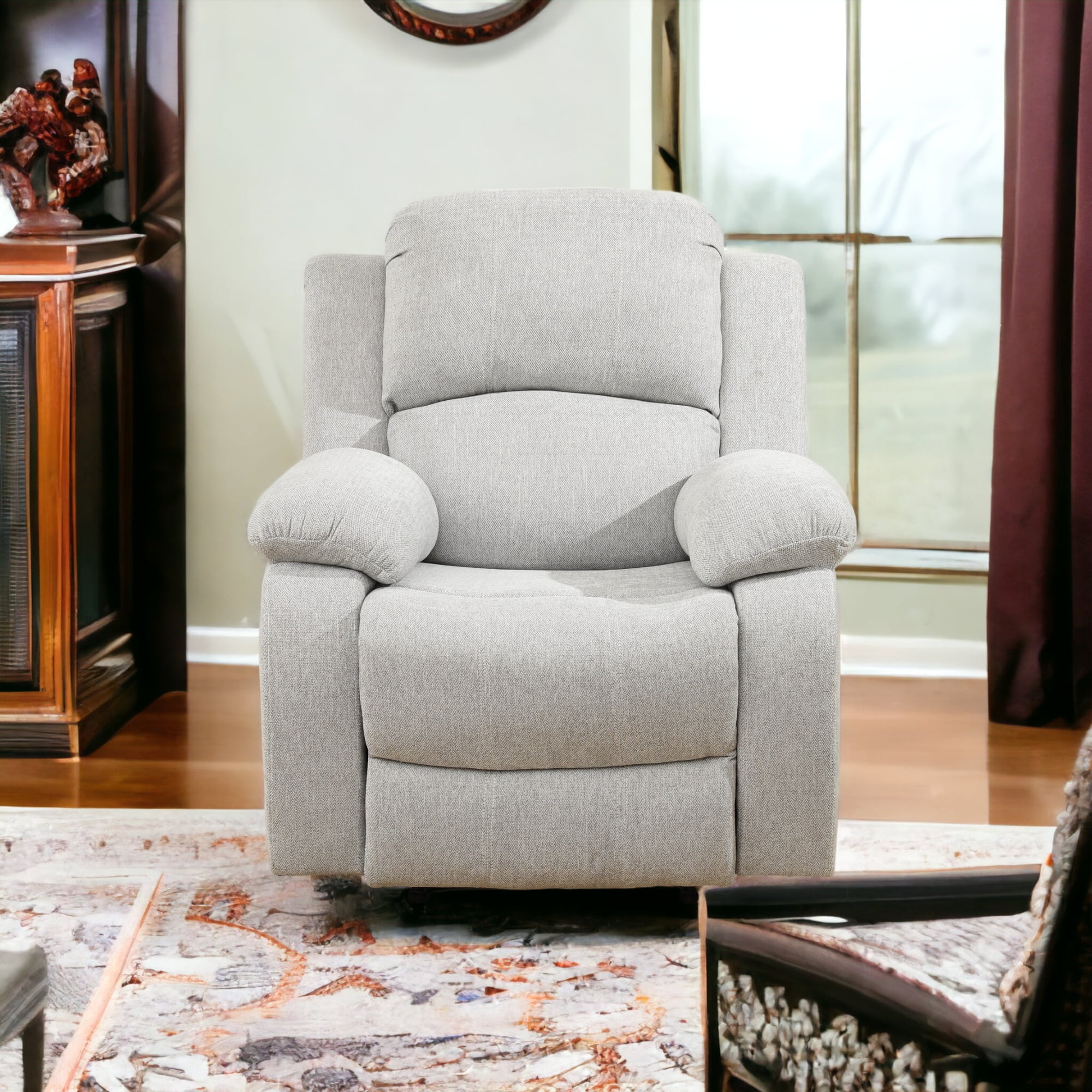 JESTOP Manual Recliner Chair, Overstuffed Faux Leather or Upholstered Single Sofa for Living Room Bedroom