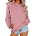 thumbnail image 2 of Pink Womens Tops Sweatshirt for Women Casual Crew Neck Oversized Sweatshirt Long Sleeve Preppy Sweatshirts Fall Pullover Sweaters Fall Outfits for Women 2025, 2 of 6