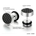 thumbnail image 4 of OIDEA 4Pairs Mens Stud Earrings 10mm Stainless Steel Illusion Tunnel Plug Screw Back with Carbon Fiber, 4 of 4