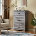thumbnail image 6 of CHITOOMA 5 Drawer Dressers for Bedroom, Adult Tall Wooden Chest of Drawers, Storage Cabine for Living Room Entryway, Gray, 6 of 8