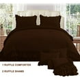 thumbnail image 2 of 3 Piece Luxury 5 Inch Two Layer Ruffle Comforter 550 GSM All Season (Full/Queen Size) Premium Super Soft - 800 TC, 100% Egyptian Cotton- Solid Chocolate Colour, 2 of 7
