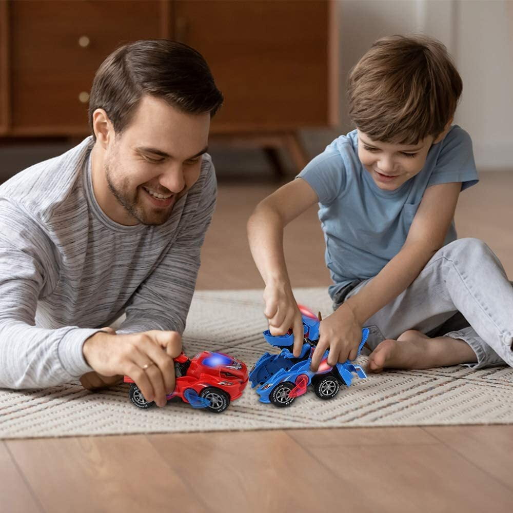 Hot Bee Transforming Dinosaur Car Toys,2 in 1 Automatic Dinosaur Transform Car Toy,Dinosaur Transforming Toy for Kids 3 Year Old and Up