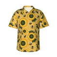 thumbnail image 2 of Picia Bees and Sunflowers Gentle Cotton Regular Fit Short Sleeve Casual Hawaiian Shirt for Men-X-Large, 2 of 9
