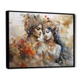 thumbnail image 2 of Designart "Divine Wedding Of Radha Krishna In Dry Watercolors" Hinduism Floater Framed Wall Art Living Room, 2 of 5