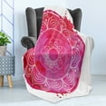 thumbnail image 4 of Yoga Soft Flannel Fleece Blanket, Pink Watercolor Round with an Mandala Art Motif Paint Drop Like Illustration, Cozy Plush for Indoor and Outdoor Use, 60" x 80", Magenta White Pink, by Ambesonne, 4 of 5
