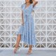 thumbnail image 4 of Vestido con estampado floral para mujer Sumemr Moda elegante Manga voladora Vestido con volantes y cuello en V para fiesta Fecha diaria, 4 of 8