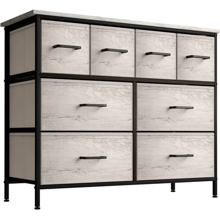 Sorbus Dresser with 8 Faux Wood Drawers - Storage Unit Organizer chest for clothes - Bedroom, Hallway, Living Room, closet, & Dorm Furniture - Steel Frame, Wood Top, & Easy Pull Fabric Bins