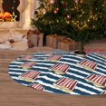 thumbnail image 2 of Cauagu 48" Christmas Tree Skirt Popcorn On Blue Lines Pattern Christmas Tree Decorations Tree Mat for Xmas Decorations Occasion Holiday Home Decor -48", 2 of 7