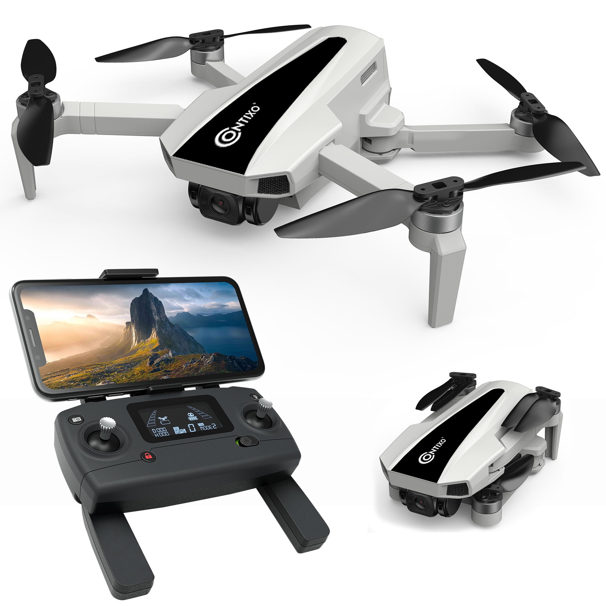 Ønske Regnfuld Interesse Contixo F31 Drone with 4K HD Camera, 2-Axis Gimbal WiFi GPS Brushless  Motor, 64GB Micro SD & Carrying Case, Foldable Drone RC Quadcopter for Kids  and Adults - Walmart.com