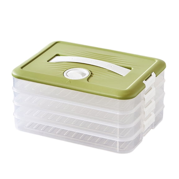 4-Layer Food Storage Containers with Lids, Plastic Cookie Containers,Stackable Cookie Carrier, Dumpling Storage Box, Good Sealing, Time Recoder