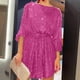 thumbnail image 2 of Vestido de fiesta con lentejuelas, cordones y encaje, manga larga, largo por encima de la rodilla, elegante, poliéster, ropa formal., 2 of 6