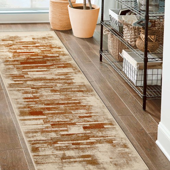 Superior Culver 2' 7" x 8' Runner Rug, Washed Brick Indoor Rugs for Living Room Bedroom, Rust