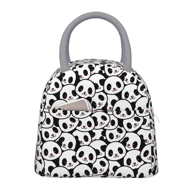 Fotbe Cute Panda Bolsa de Almuerzo con Estampado, Lonchera Aislada, Contenedor de Comida Reutilizable Tipo Cooler a Prueba de Fugas