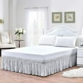 thumbnail image 3 of Bed Skirt Wrap Around 14" Drop, Fully Elastic Dust Ruffle, Extra Soft and Luxury, Fade Resistant, Machine Washable Luxurious Fabric, king Size - Light Grey Solid., 3 of 6