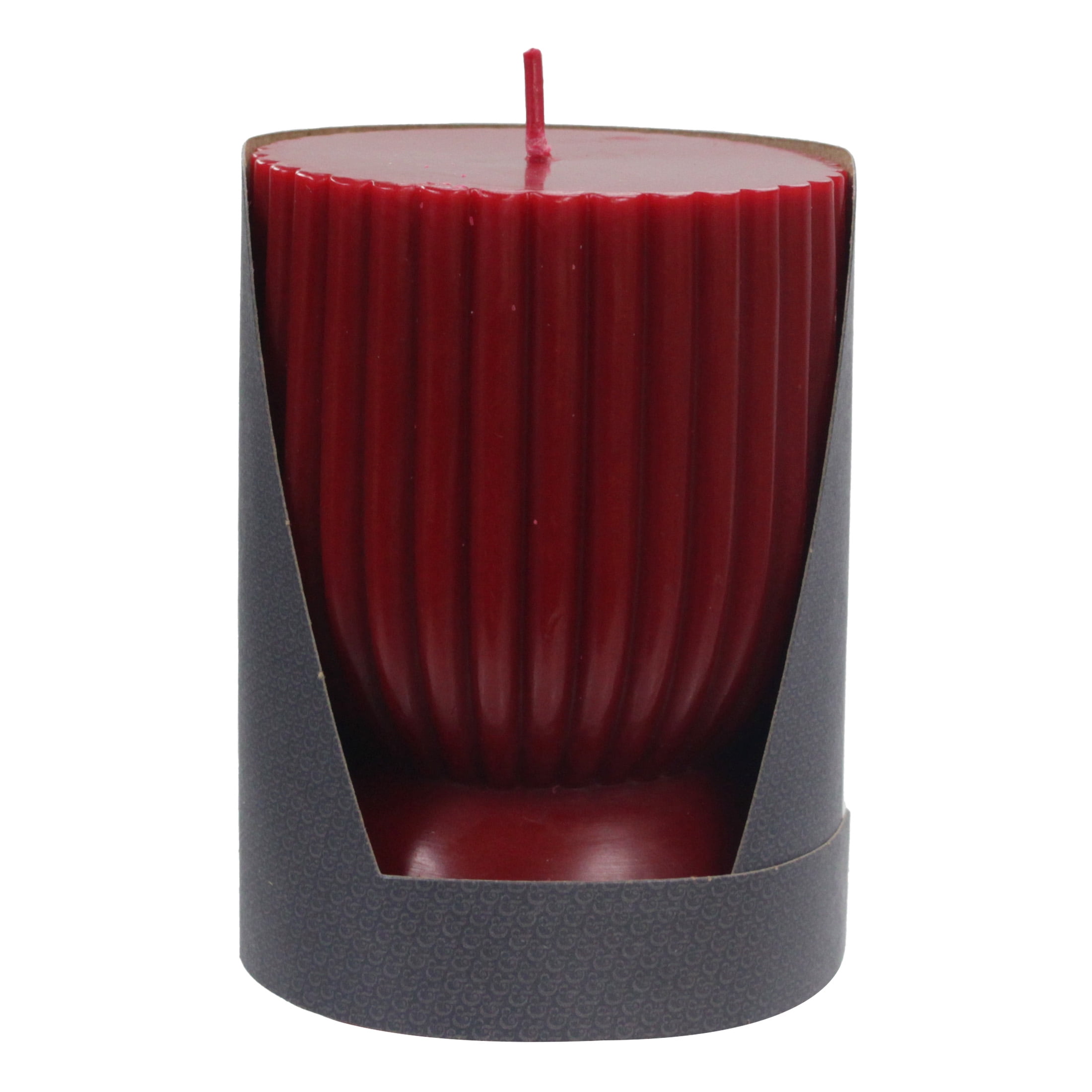 Better Homes & Gardens Unscented Ribbed Pillar Candle, 3x4 Inches, Red