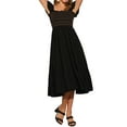 thumbnail image 2 of INSPIRE CHIC Women's Sundress Square Neck Ruffle Tiered Boho Midi Dress M Black, 2 of 6