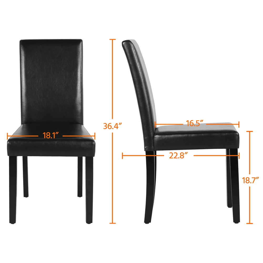Renwick Faux Leather High Back Dining Chairs for Kitchen, Set of 4, Black