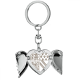 thumbnail image 1 of Black White Baroque Art Lion Shield Pattern Heart Angel Wing Key Chain Holder, 1 of 3