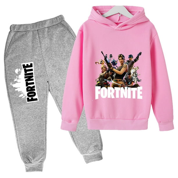 Fortnite Cartoon Print Boys And Girls Hoodie Two piece Set Long Coat Trousers Cotton Blend Suitable For 3 14 Years Old Vinsniv Walmart