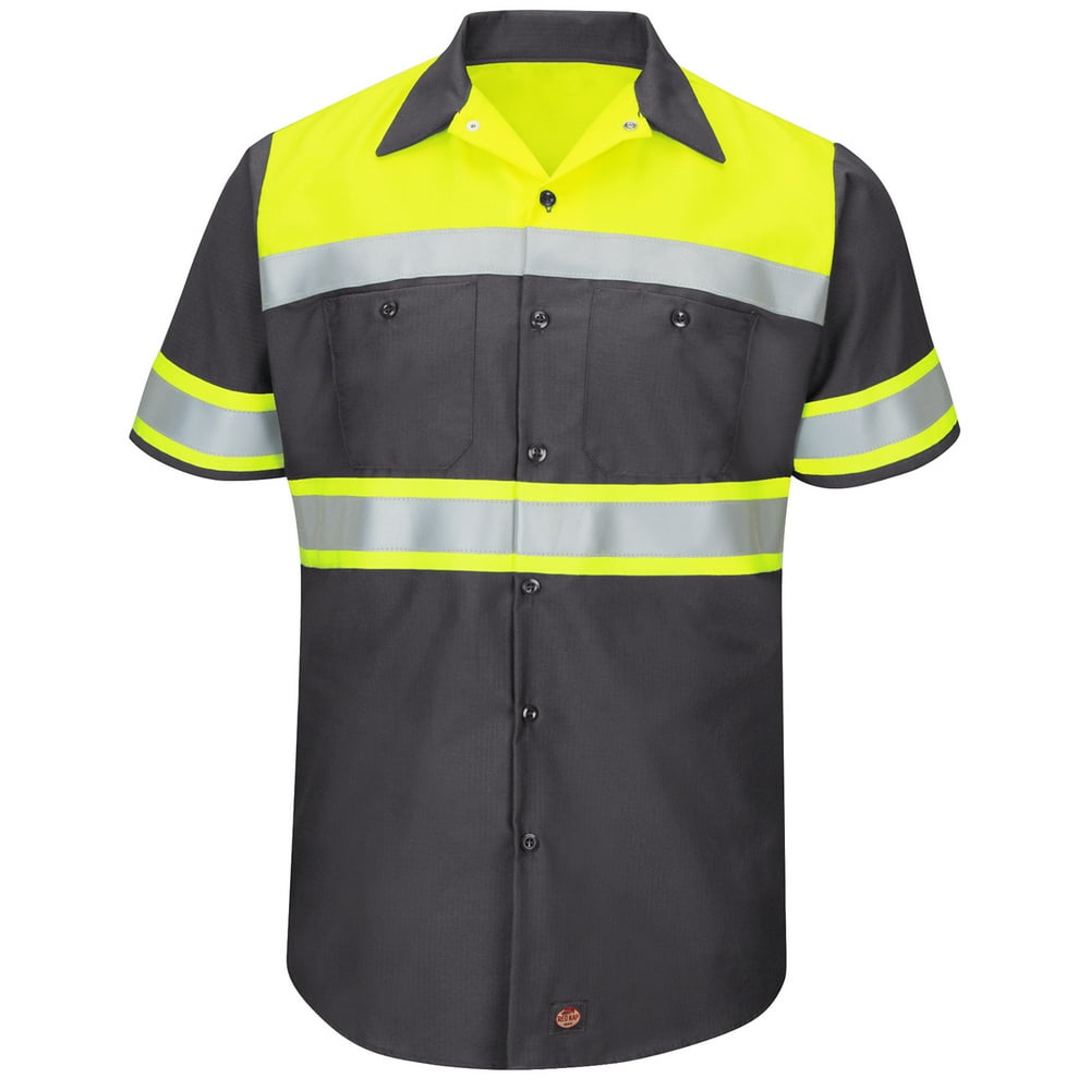Red Kap Red Kap® Men's HiVisibility Short Sleeve Color Block Ripstop Work Shirt Type O