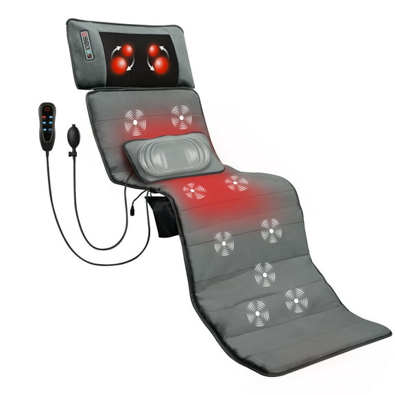 Hiroke Vibration Massage Mat, Memory Foam Massage Mat with Heat Electric Full Body Massage Pad 10 Vibrating Motors & 6 Heating Pads for Neck Back Leg Muscle Pain Relaxation