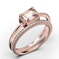 thumbnail image 3 of Minimalist 1.50 Carat Emerald Cut Morganite And Diamond Moissanite Engagement Ring, Wedding Ring in 925 Sterling Silver With 18k Rose Gold Plating, Promise Ring, Anniversary Ring, Bridal Rings Set, 3 of 3