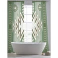 thumbnail image 6 of Sage Green Boho Semi Sheer Window Curtains 84 Inches Long, American Native Southwest Abstract Art Rod Pocket Voile Silky Chiffon Curtain Light Filtering Drapes for Living Room, 52"x84", 2 Panels, 6 of 9