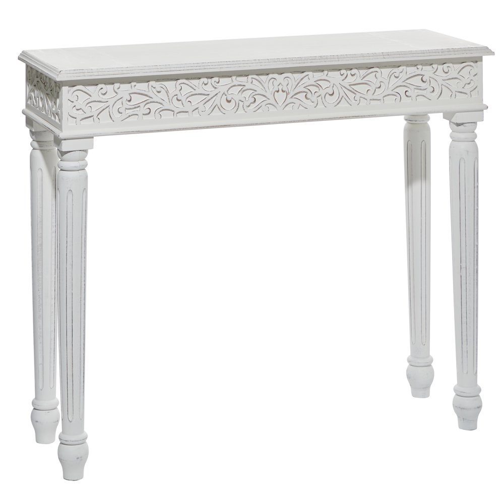 DecMode 30" x 36" White Mango Wood Farmhouse Console Table Walmart