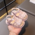 thumbnail image 6 of YunPes Toddler Girls Gladiator Sandals Hook and Loop Soft Sole Flats with Lace Flower Patch Summer Casual Lightweight Shoes for Kids, 6 of 9